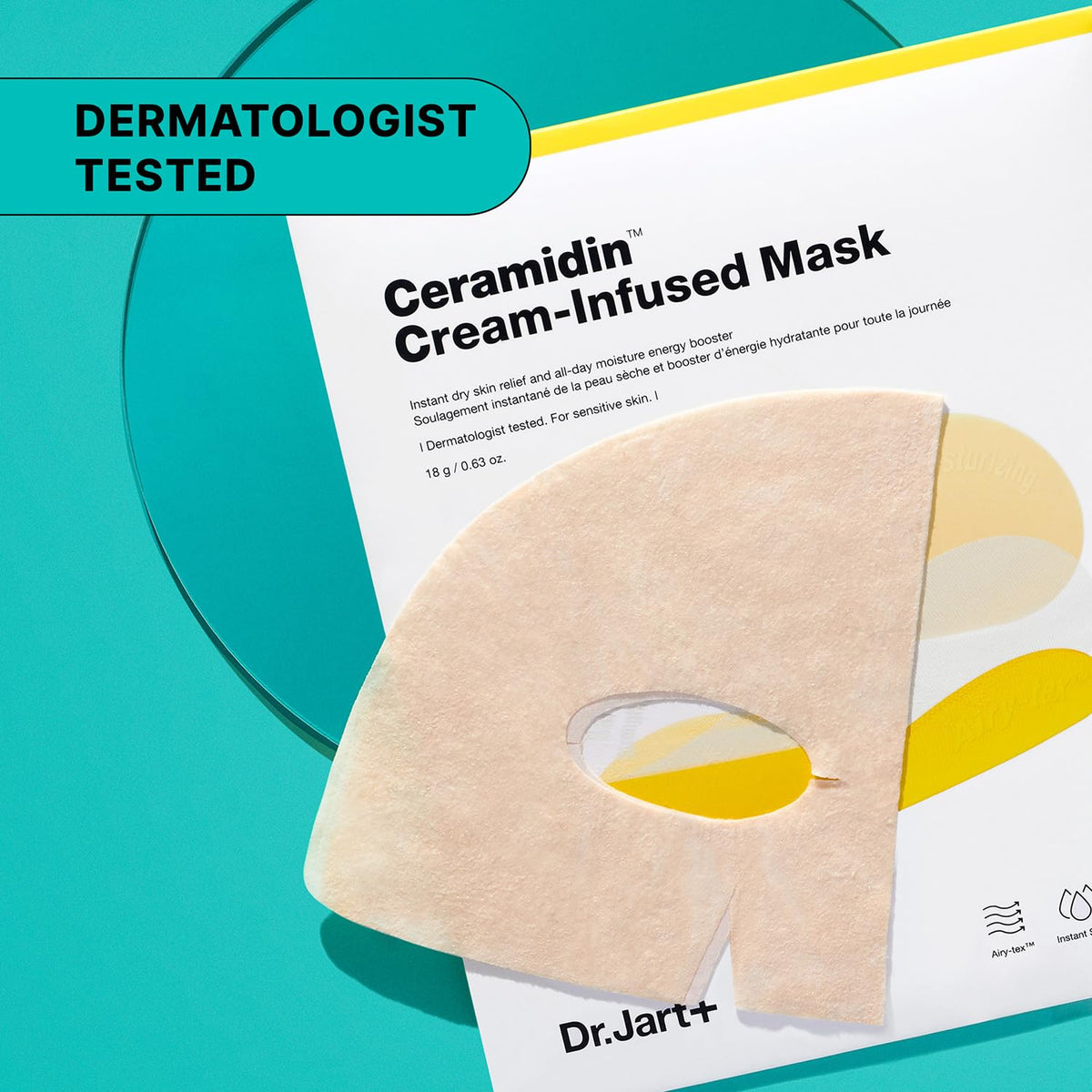 Dr.Jart+ mask next to passport depicting travel-friendly single pack