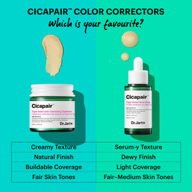 Dr.Jart+ hand swatches demonstrating green-to-beige color change benefit