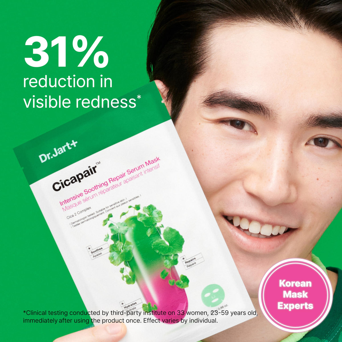 Dr.Jart+ cellulose sheet detail demonstrating snug fit and moisture