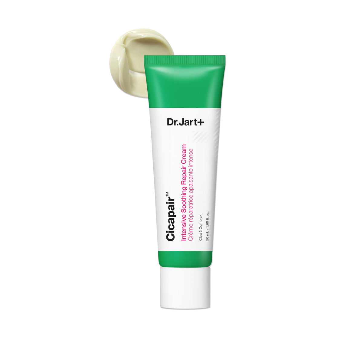 Dr.Jart+ Cicapair front jar showing compact travel-size and soothing benefit