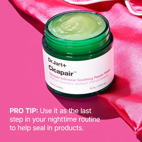 Dr.Jart+ jar on nightstand illustrating overnight repair routine