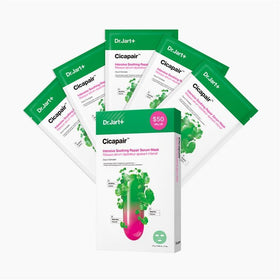Dr.Jart+ product pack front showing five sheet masks and benefits
