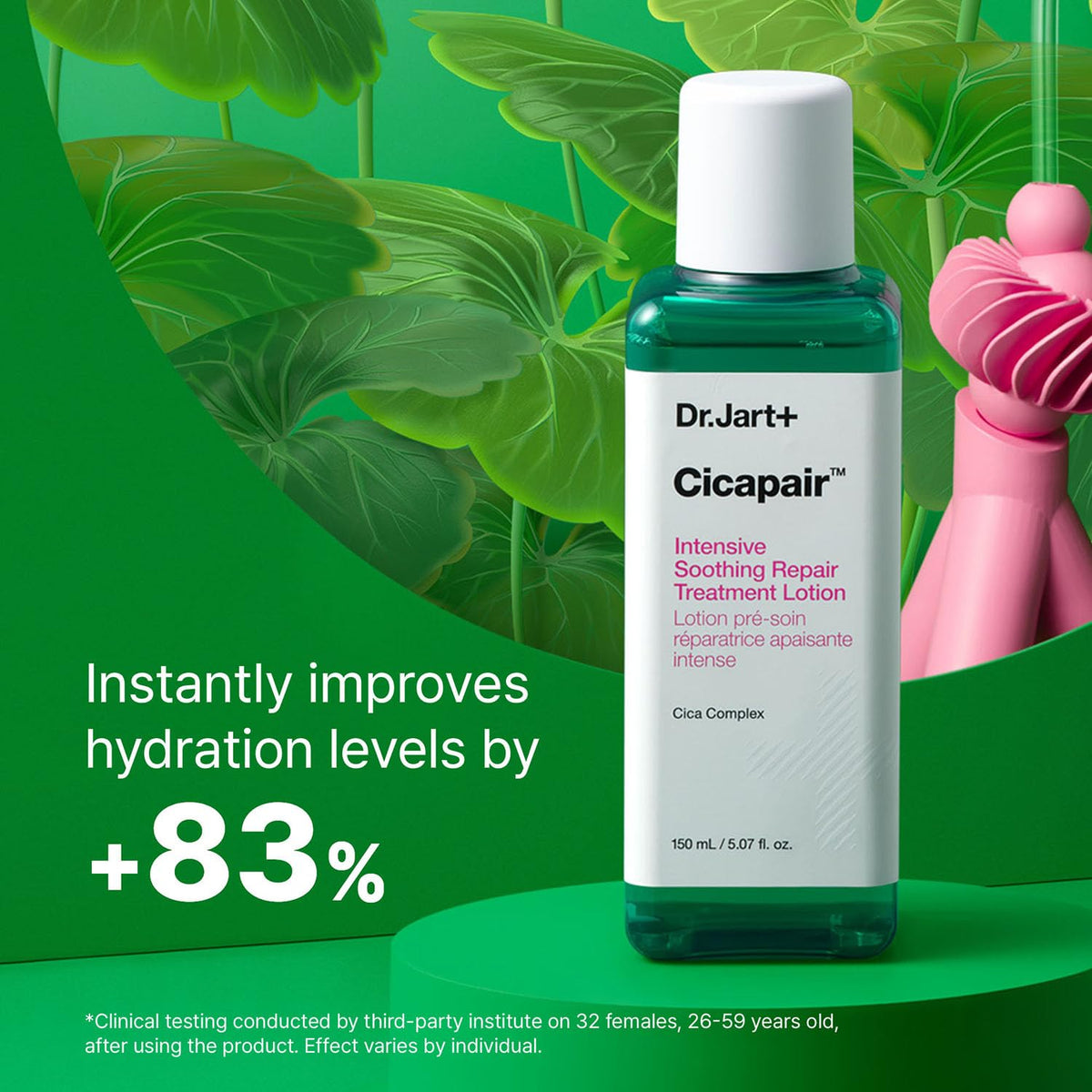 Dr.Jart+ pouring onto hand to show easy absorption and soothing action