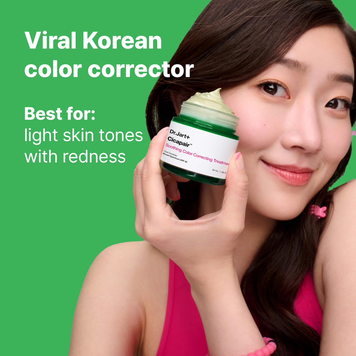 Dr.Jart+ bottle in hand to show 1.85 fl oz size for purchase decision