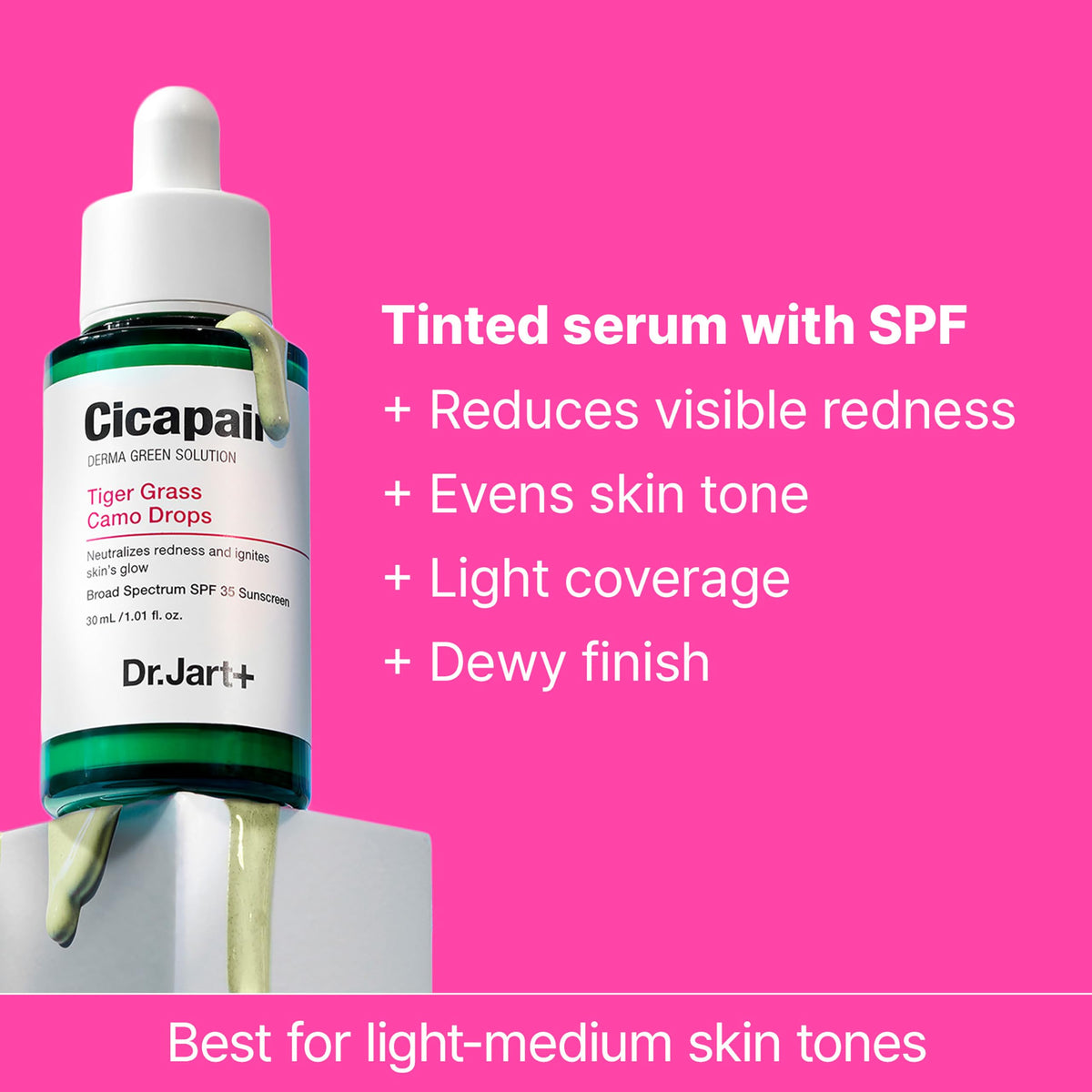 Dr.Jart+ serum texture close-up showing lightweight, blendable consistency