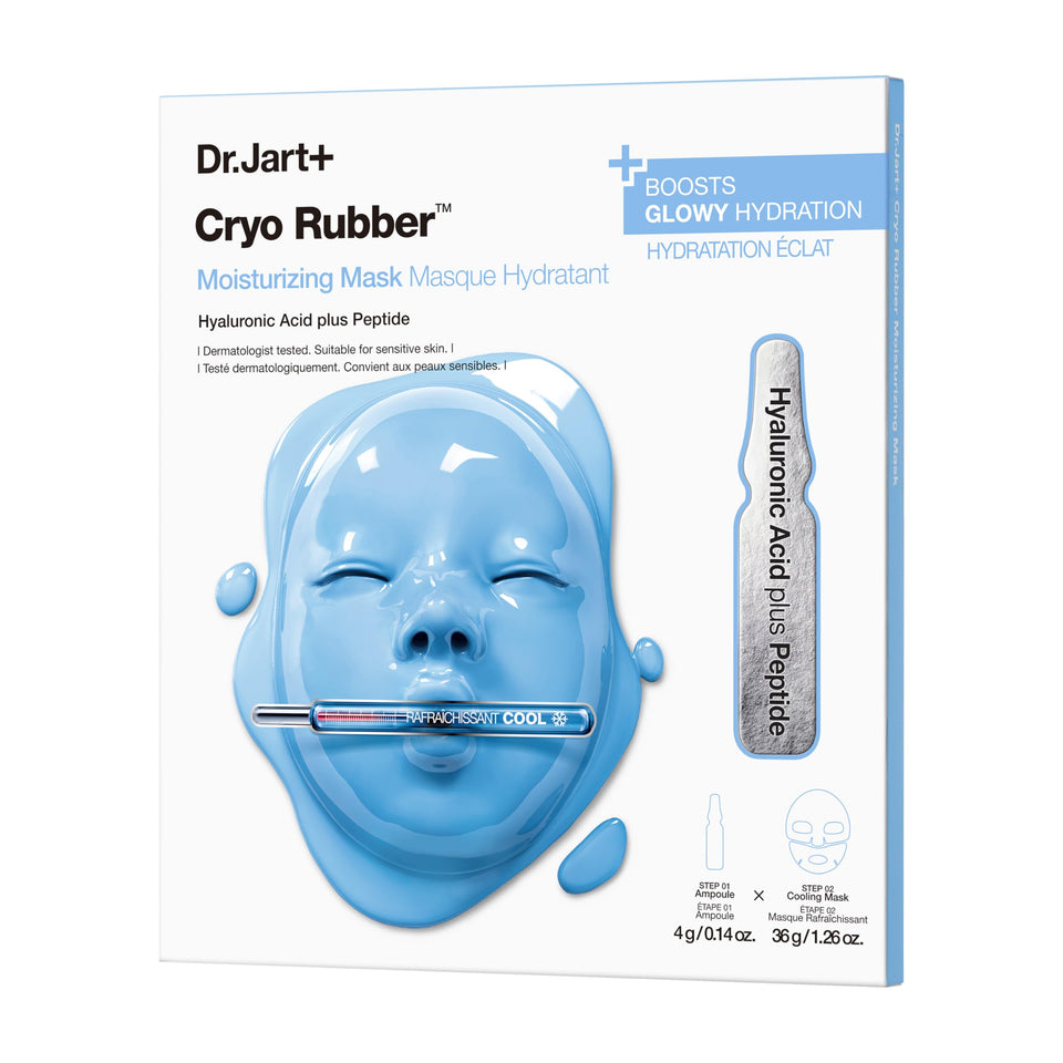 Dr.Jart+ front packaging showing Cryo Rubber kit and clear benefits