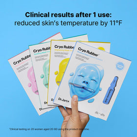 Dr.Jart+ mask held in hand showing compact travel-friendly size