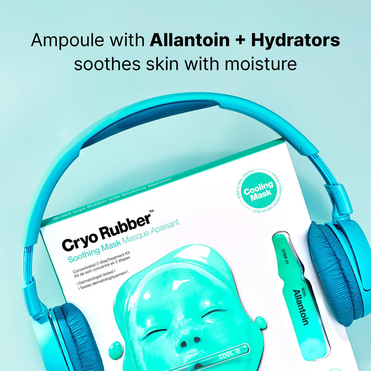 Dr.Jart+ mask applied on model demonstrating immediate cooling effect