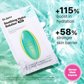 Dr.Jart+ mask in use on woman showing calming effect and even fit
