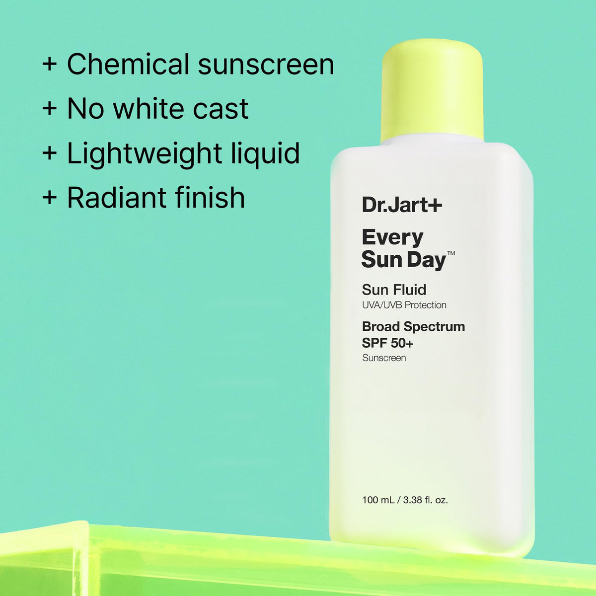 Dr.Jart+ dispensing fluid sunscreen from tube demonstrating controlled application