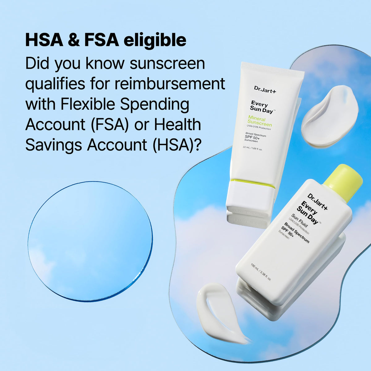 Dr.Jart+ tube beside common items showing 3.38 fl oz size and portability benefit
