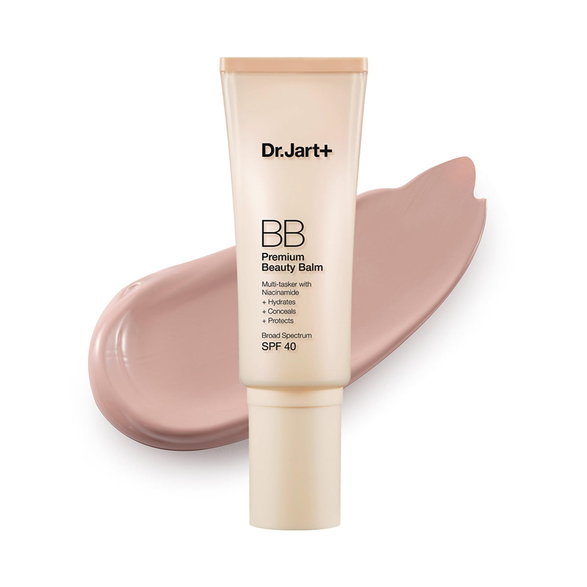 Dr.Jart+ front tube view showing packaging and easy-squeeze cap benefit