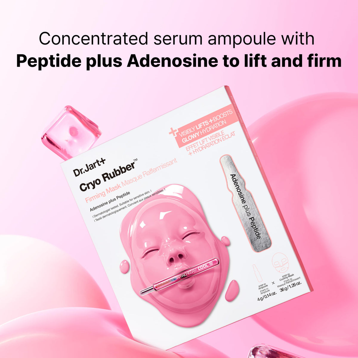Dr.Jart+ product label closeup highlighting adenosine and peptides