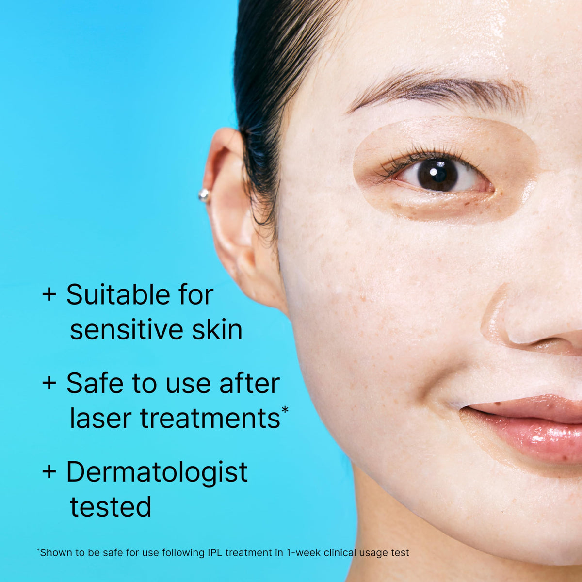 Dr.Jart+ sheet mask applied on model for instant plump, dewy appearance
