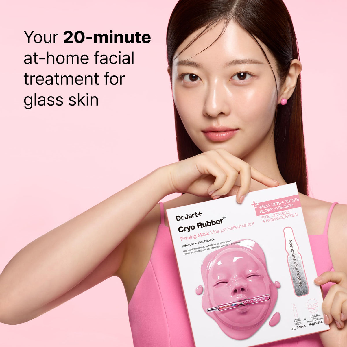 Dr.Jart+ mask held in hand showing size and easy application