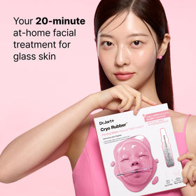 Dr.Jart+ mask held in hand showing size and easy application