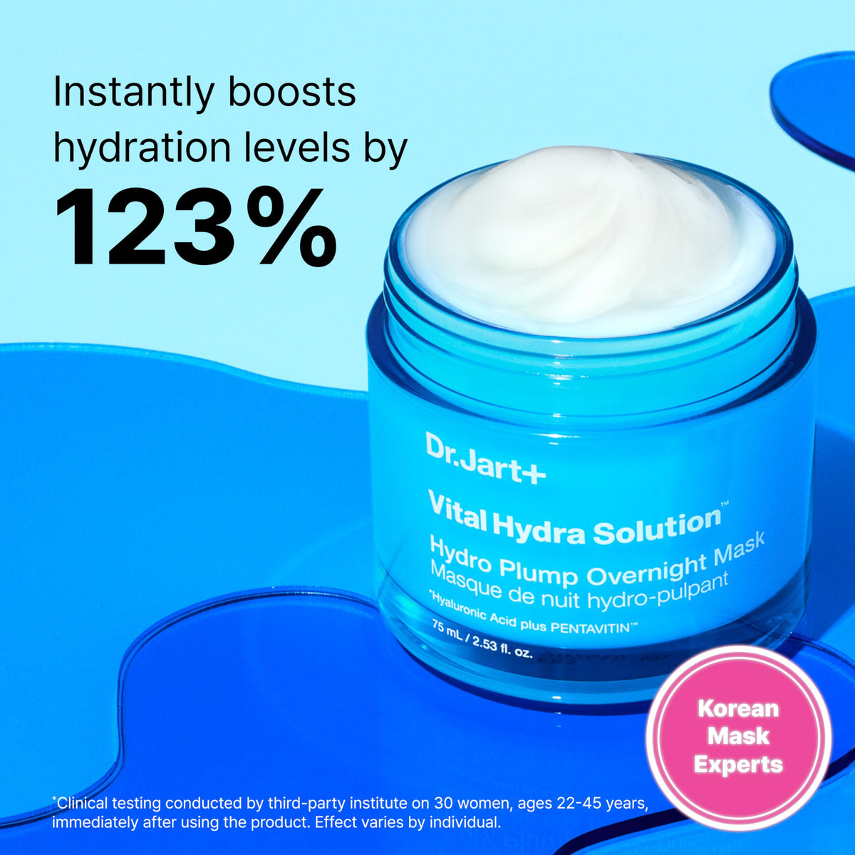 Dr.Jart+ gel texture close-up illustrating lightweight hydration and smooth spreadability