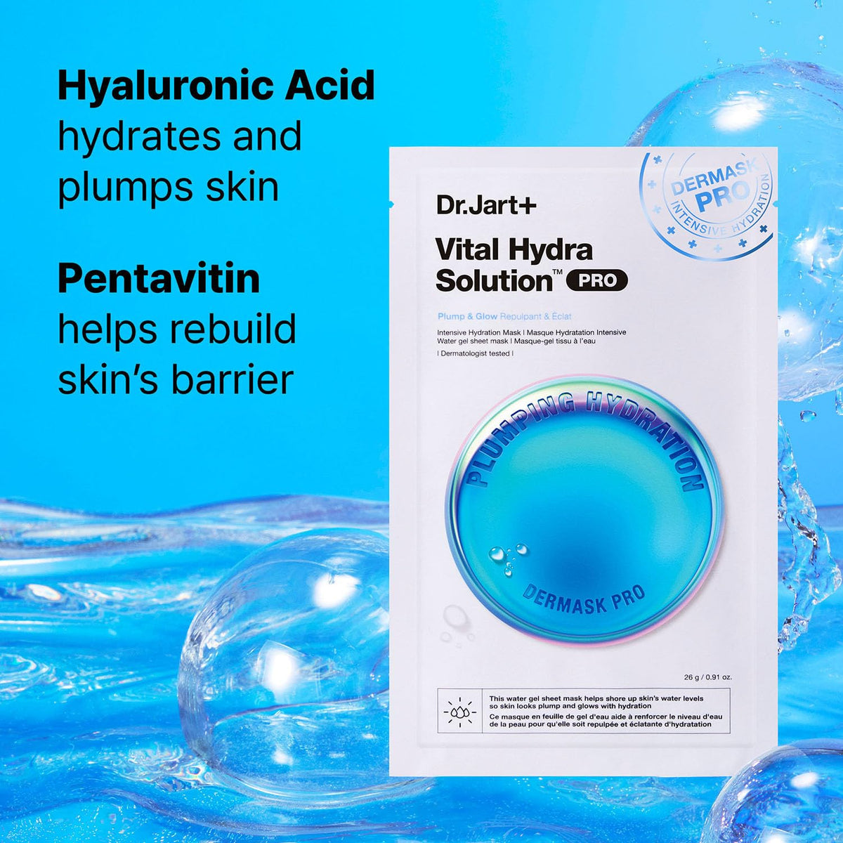 Dr.Jart+ Soothing Hydra mask serum pouring to calm skin and reduce irritation