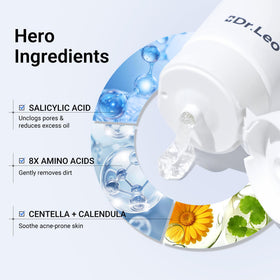 Dr.Leo foam lather on palm demonstrating soft dense cleansing