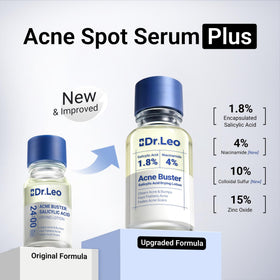 Dr.Leo close-up of salicylic acid and niacinamide ingredient callouts showing targeted benefits