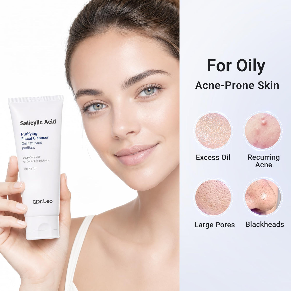 Dr.Leo ingredient label closeup highlighting active salicylic acid