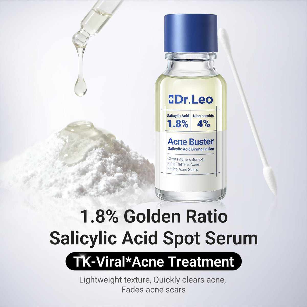 Dr.Leo bottle two-layer separation detail highlighting precise powder-to-liquid application