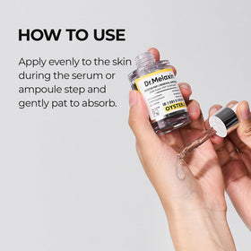 Dr.Melaxin ampoule being applied to cheek showing hydration and smoothing effect