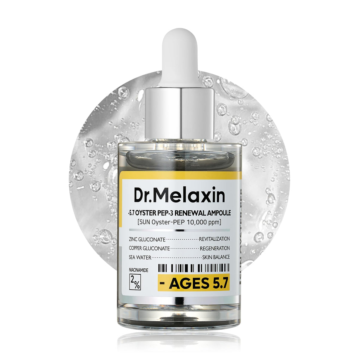 Dr.Melaxin ampoule front packaging showing bottle and label for clear product ID