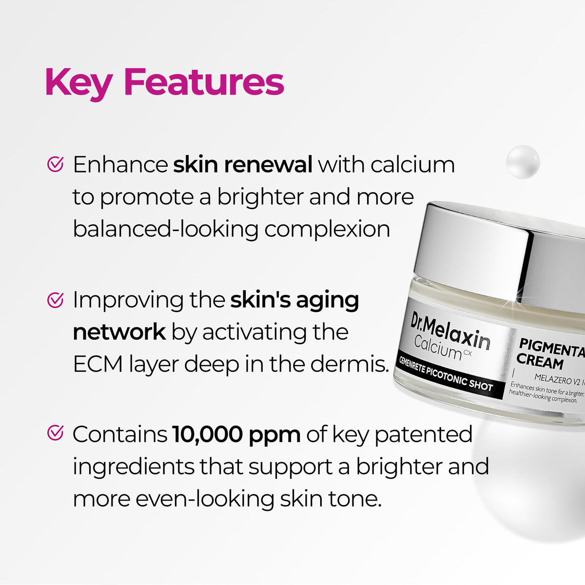 Dr.Melaxin applied to cheek demonstrating even coverage and visible tone improvement