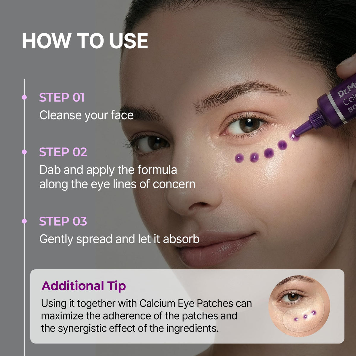 Dr.Melaxin box and tube label view showing ingredient highlights and usage instructions