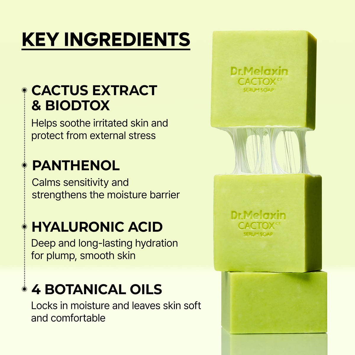 Dr.Melaxin cactus extract and oils arranged to show natural ingredients