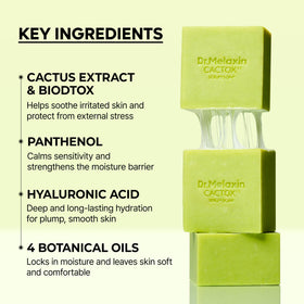 Dr.Melaxin cactus extract and oils arranged to show natural ingredients