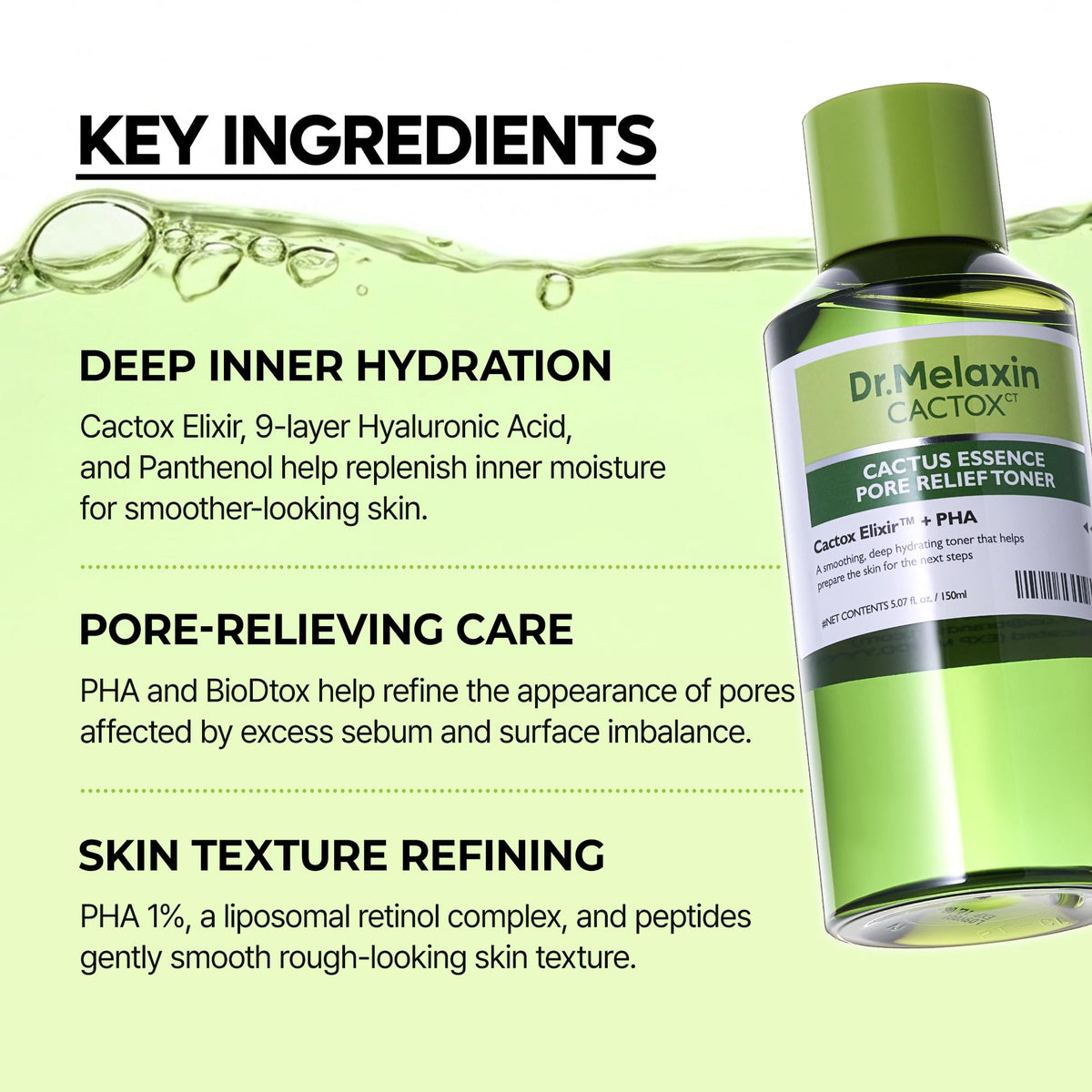 Dr.Melaxin cactus essence dropper with cactus extract illustrating soothing benefits