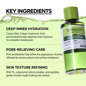 Dr.Melaxin cactus essence dropper with cactus extract illustrating soothing benefits