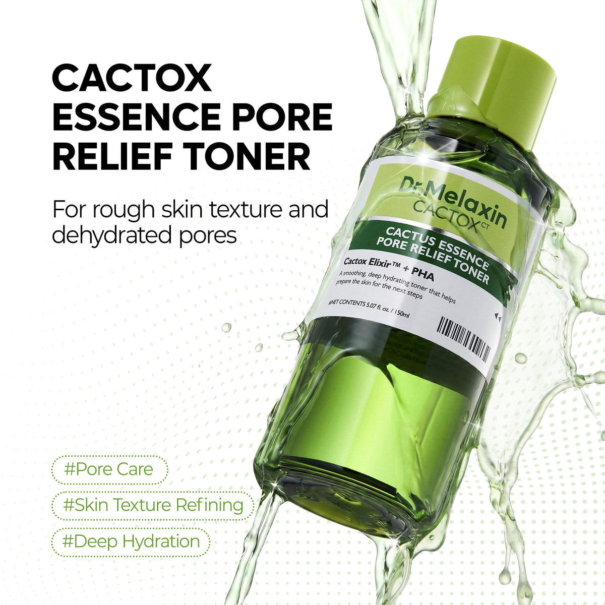 Dr.Melaxin close pump and cap detail highlighting easy, spill-free dispensing
