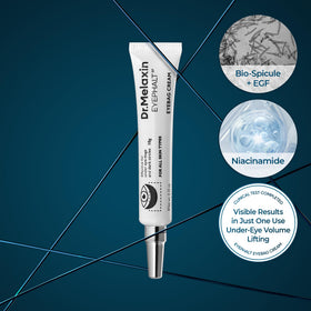 Dr.Melaxin cream texture close-up illustrating lightweight, fast absorption