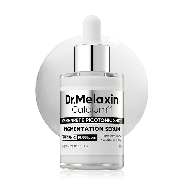 Dr.Melaxin front packaging showing Picotonic Shot serum and benefits
