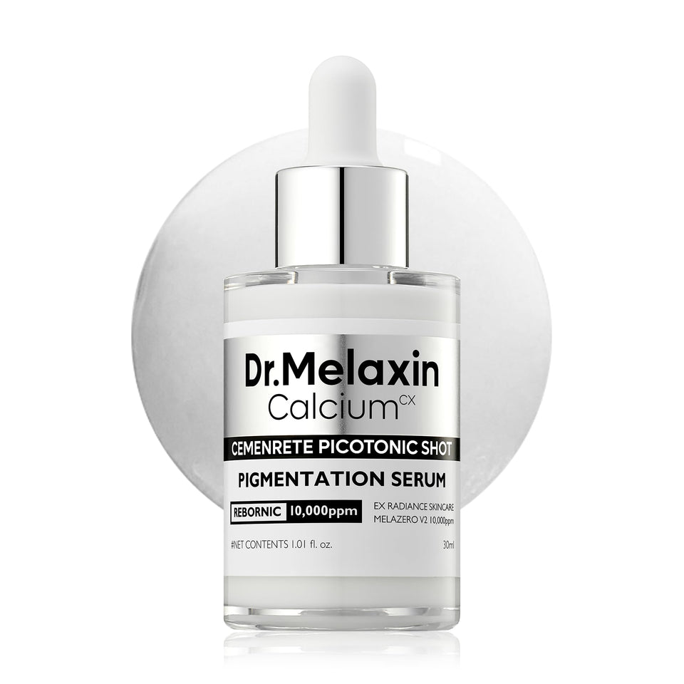 Dr.Melaxin front packaging showing Picotonic Shot serum and benefits