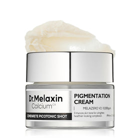 Dr.Melaxin front jar shot showing packaging and product benefit of gentle brightening