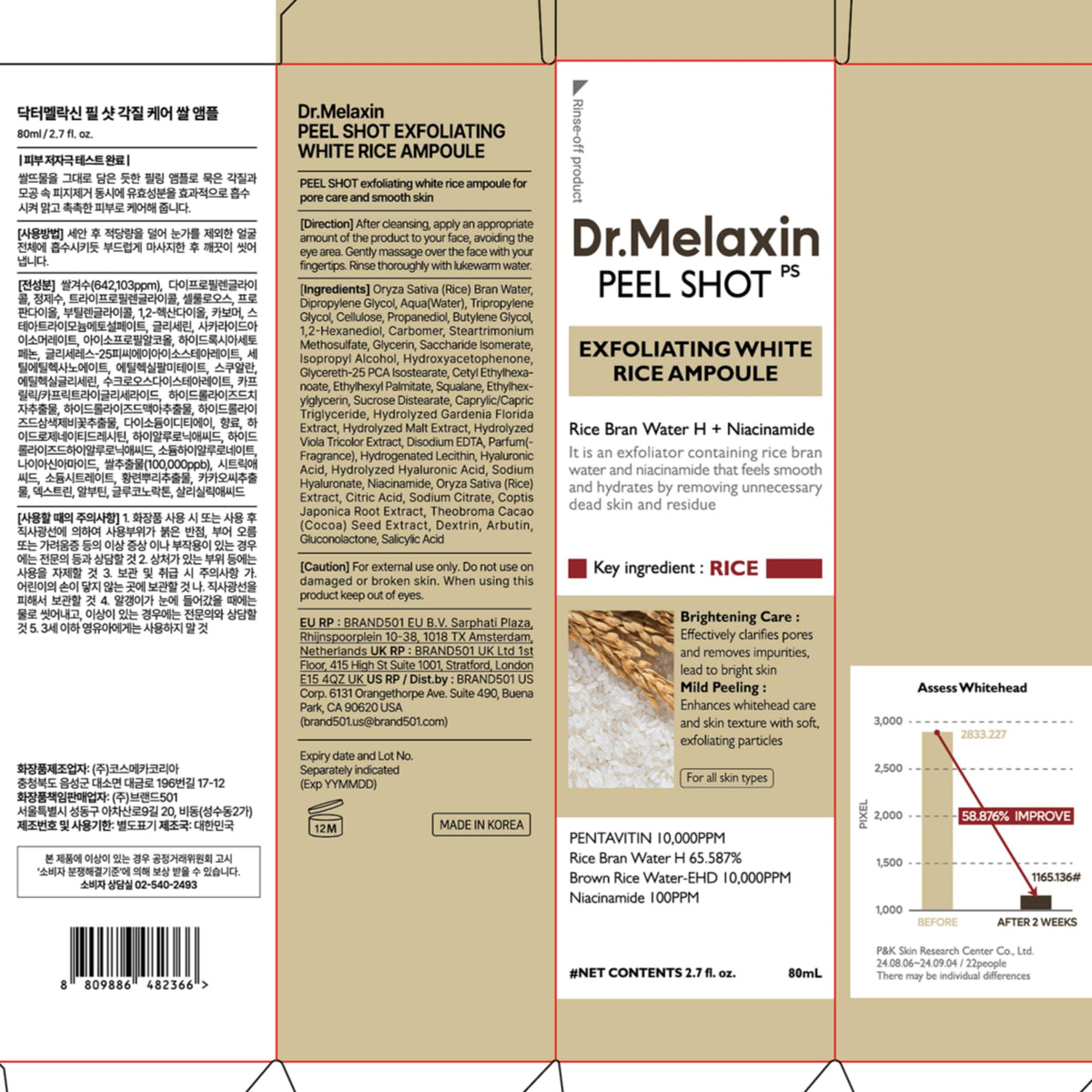 Dr.Melaxin ingredients label closeup showing acids and niacinamide