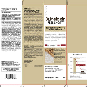 Dr.Melaxin ingredients label closeup showing acids and niacinamide