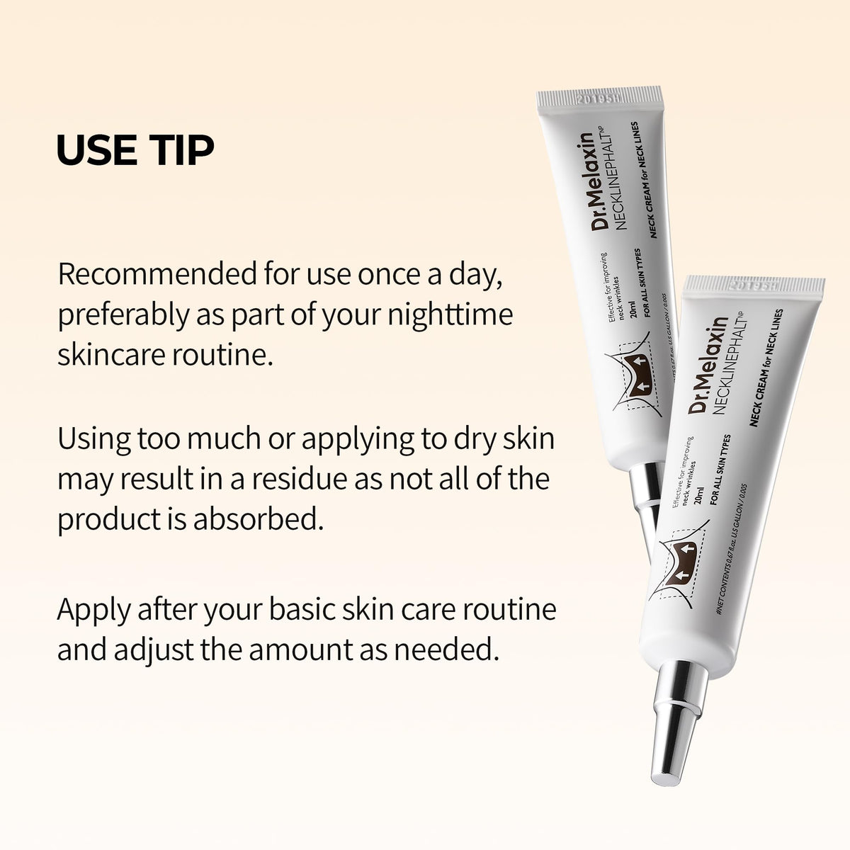 Dr.Melaxin applied to neck in lifestyle scene showing natural lifting benefit