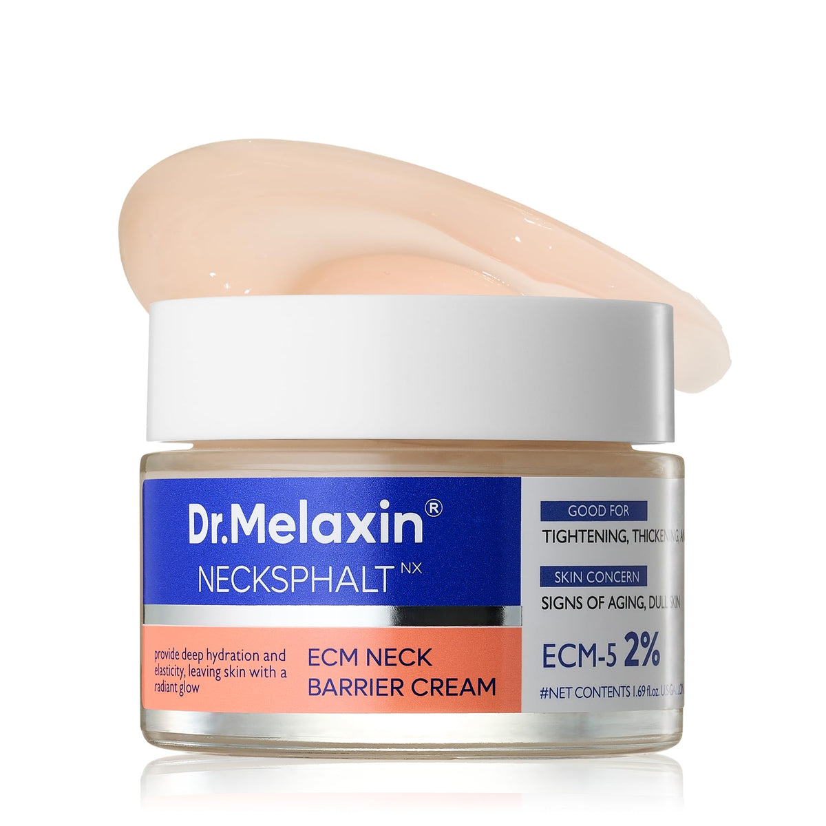 Dr.Melaxin front packaging showing neck cream for firmer neckline