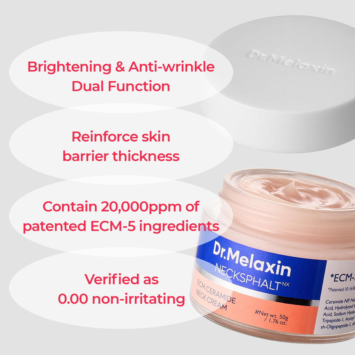 Dr.Melaxin jar in hand showing 1.76 fl.oz size and travel-friendly benefit