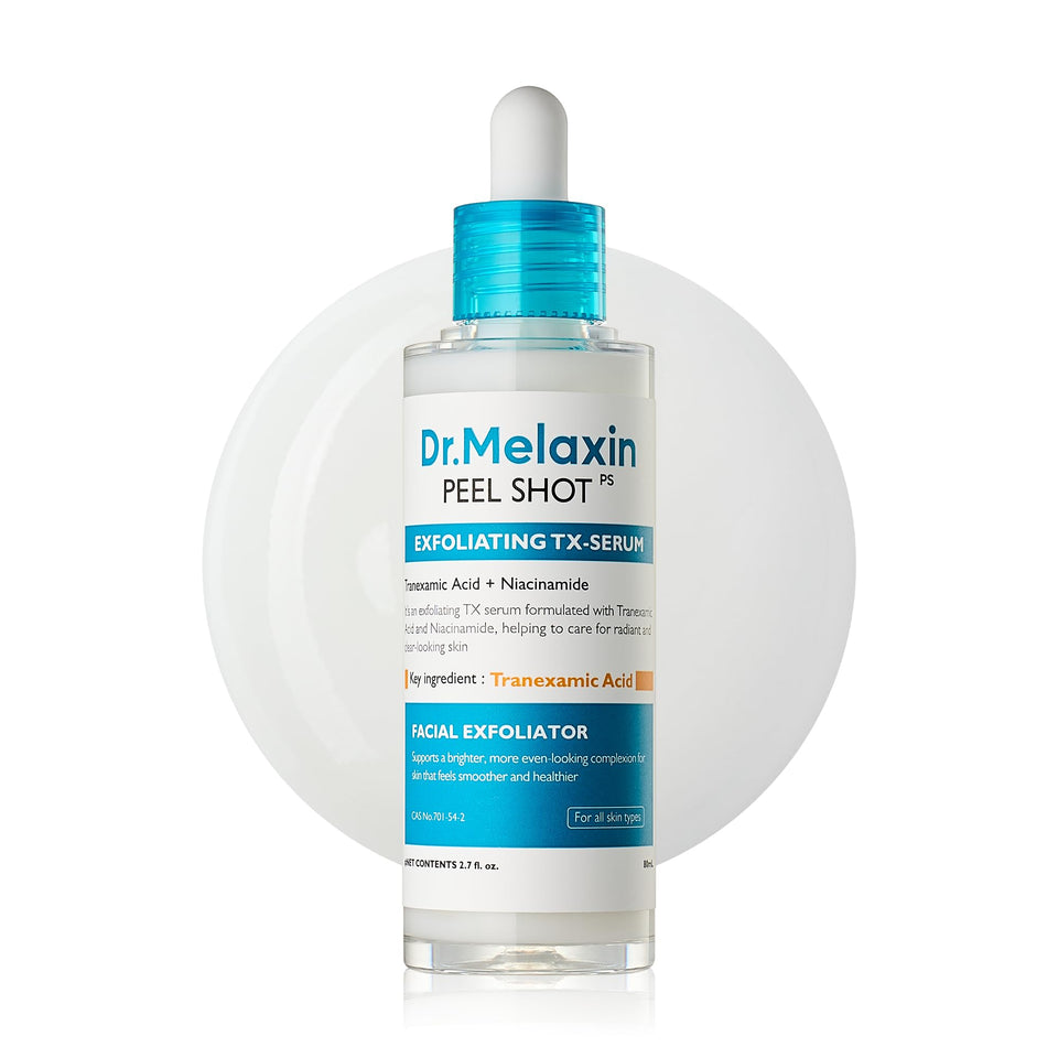 Dr.Melaxin front bottle showing product and brightening benefit