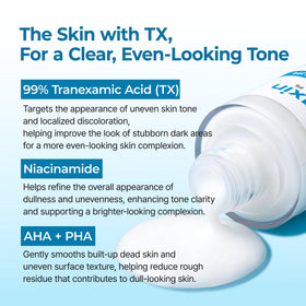 Dr.Melaxin ingredient label highlighting tranexamic acid and niacinamide