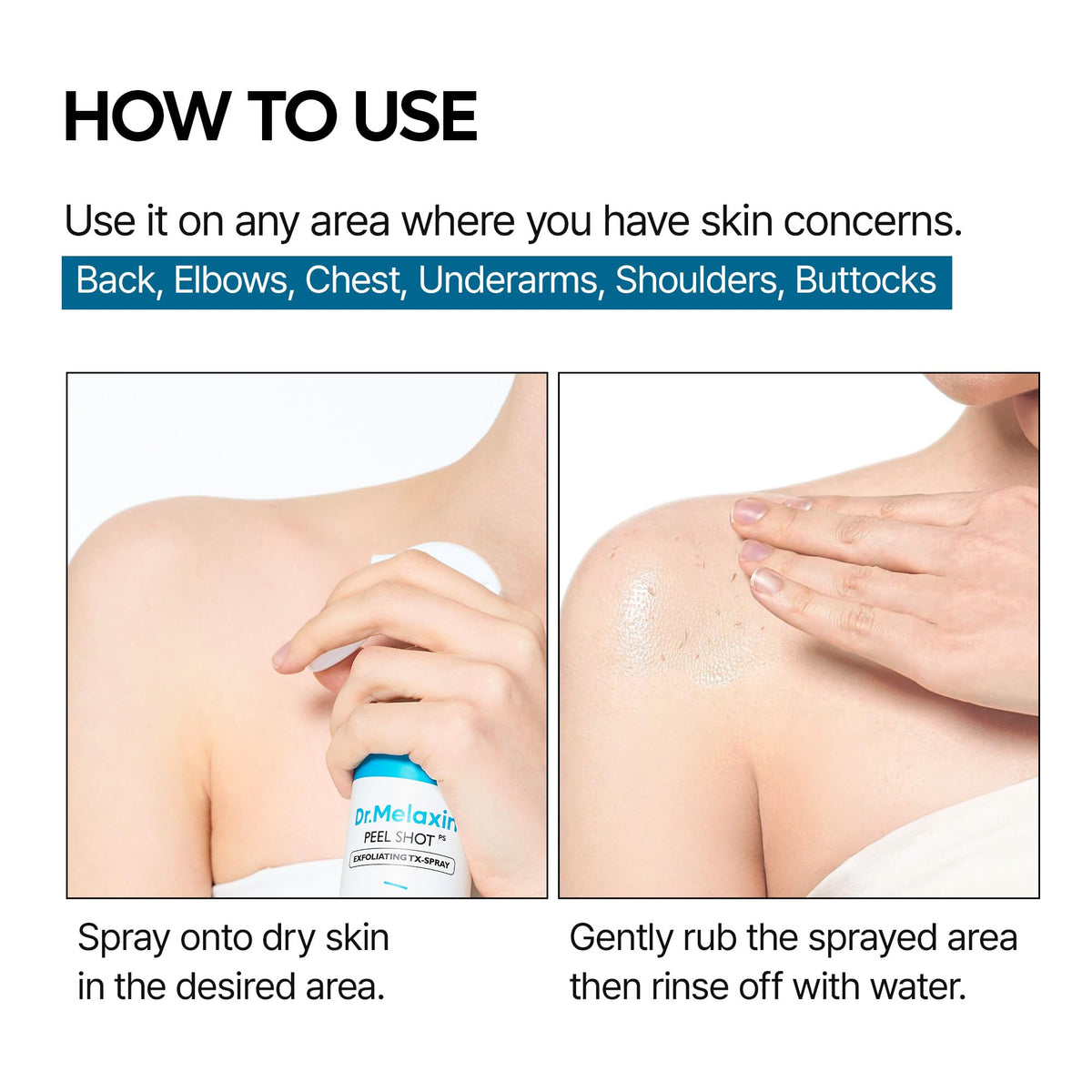 Dr.Melaxin used on legs and chest showcasing smoother-looking skin