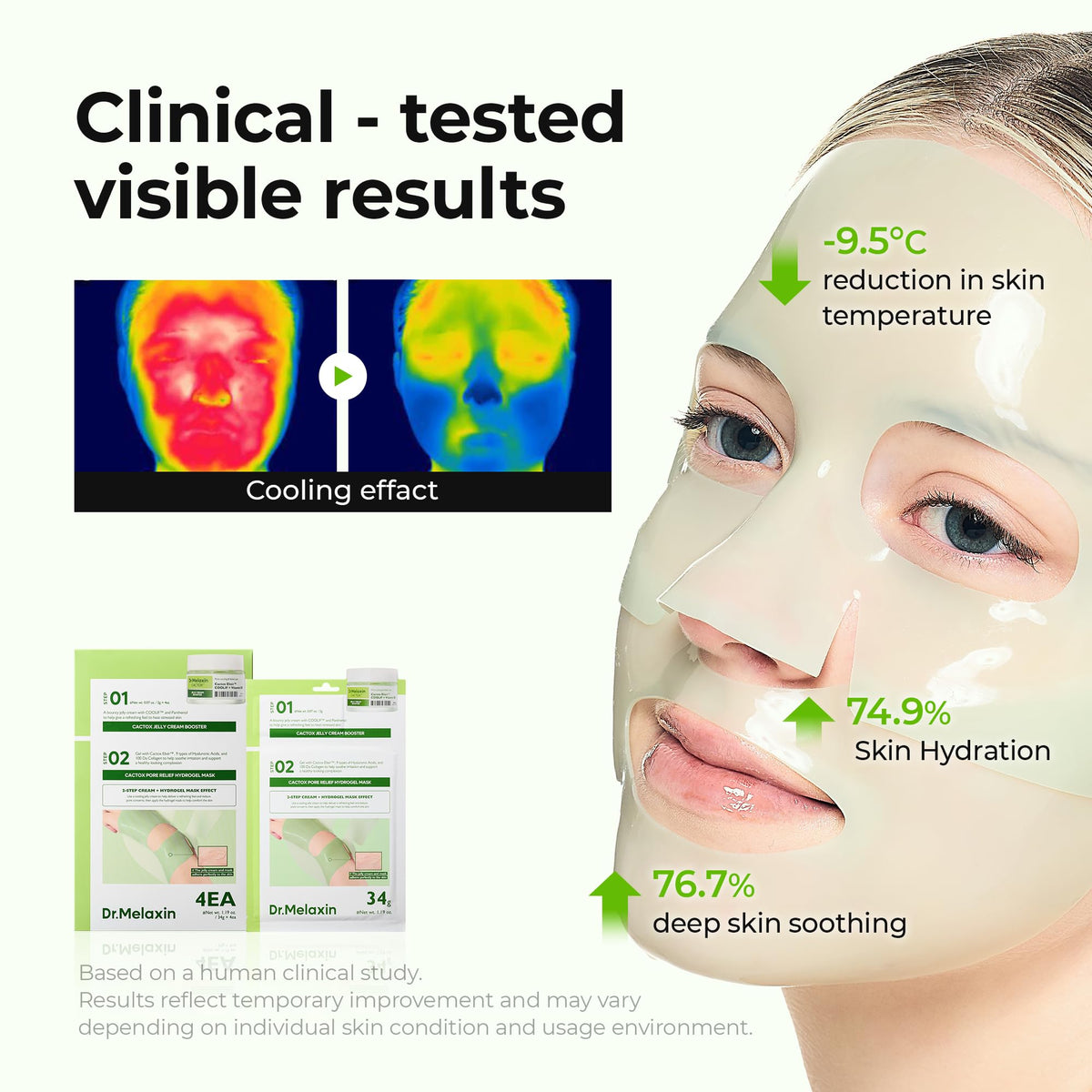 Dr.Melaxin mask size comparison next to hand indicating travel-friendly