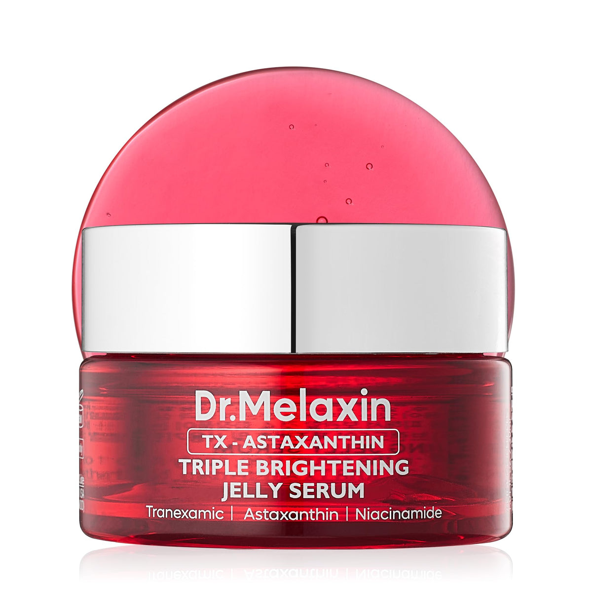 Dr.Melaxin front bottle showing product benefit for even tone