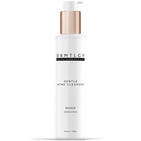 DRMTLGY cleanser front packaging showing bottle and branding for clear skin